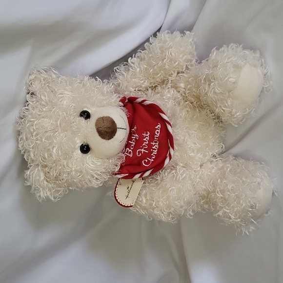 Babys first Christmas Bear Textured Fur Hallmark with Hang Tag New Old Stock - Picture 10 of 10